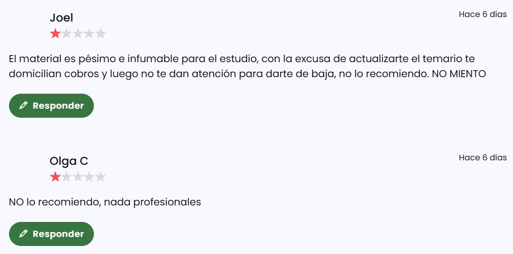 Comentarios falsos o manipulados